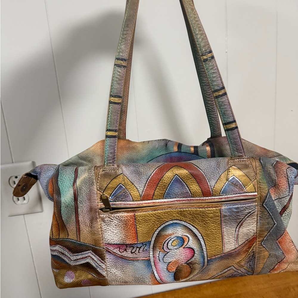 Anuschka Artistic Gold and Blue Tote